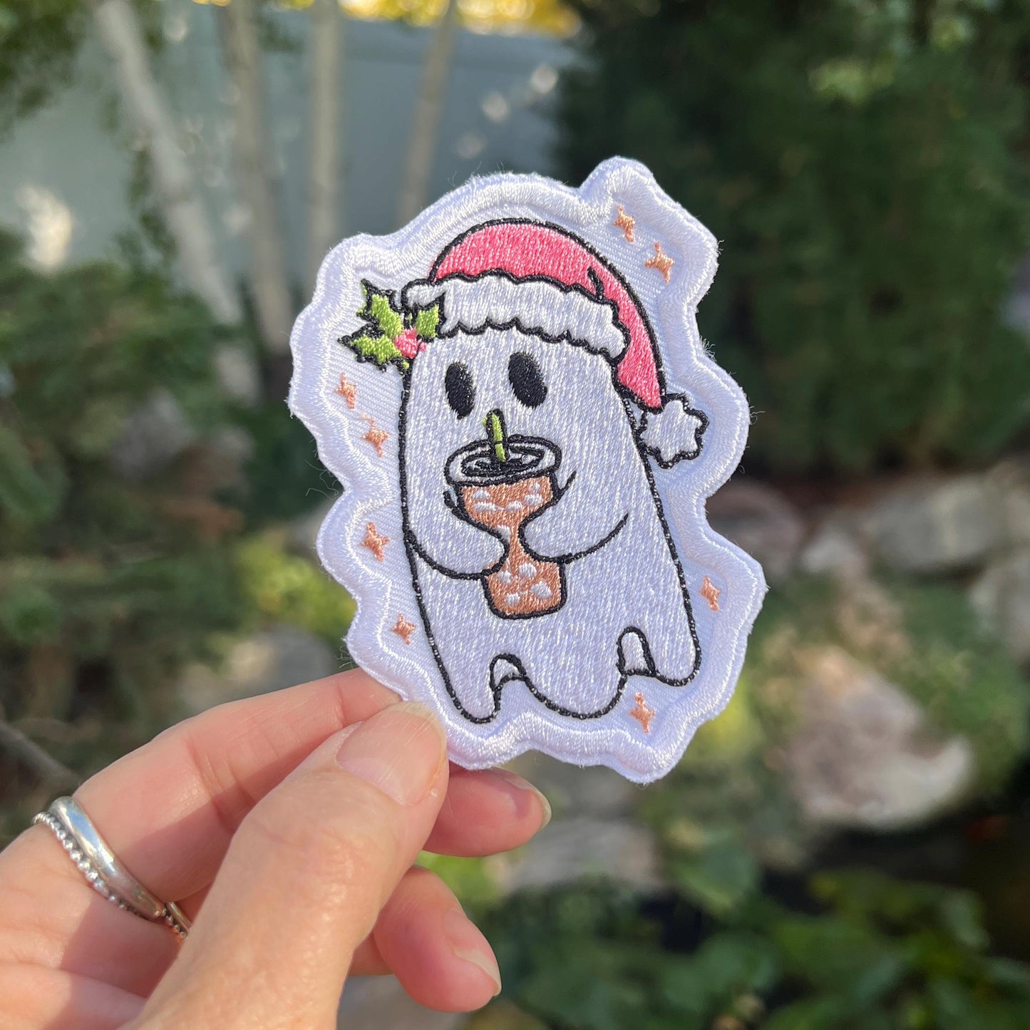 Embroidered Patches - Ice Coffee Holiday Ghost