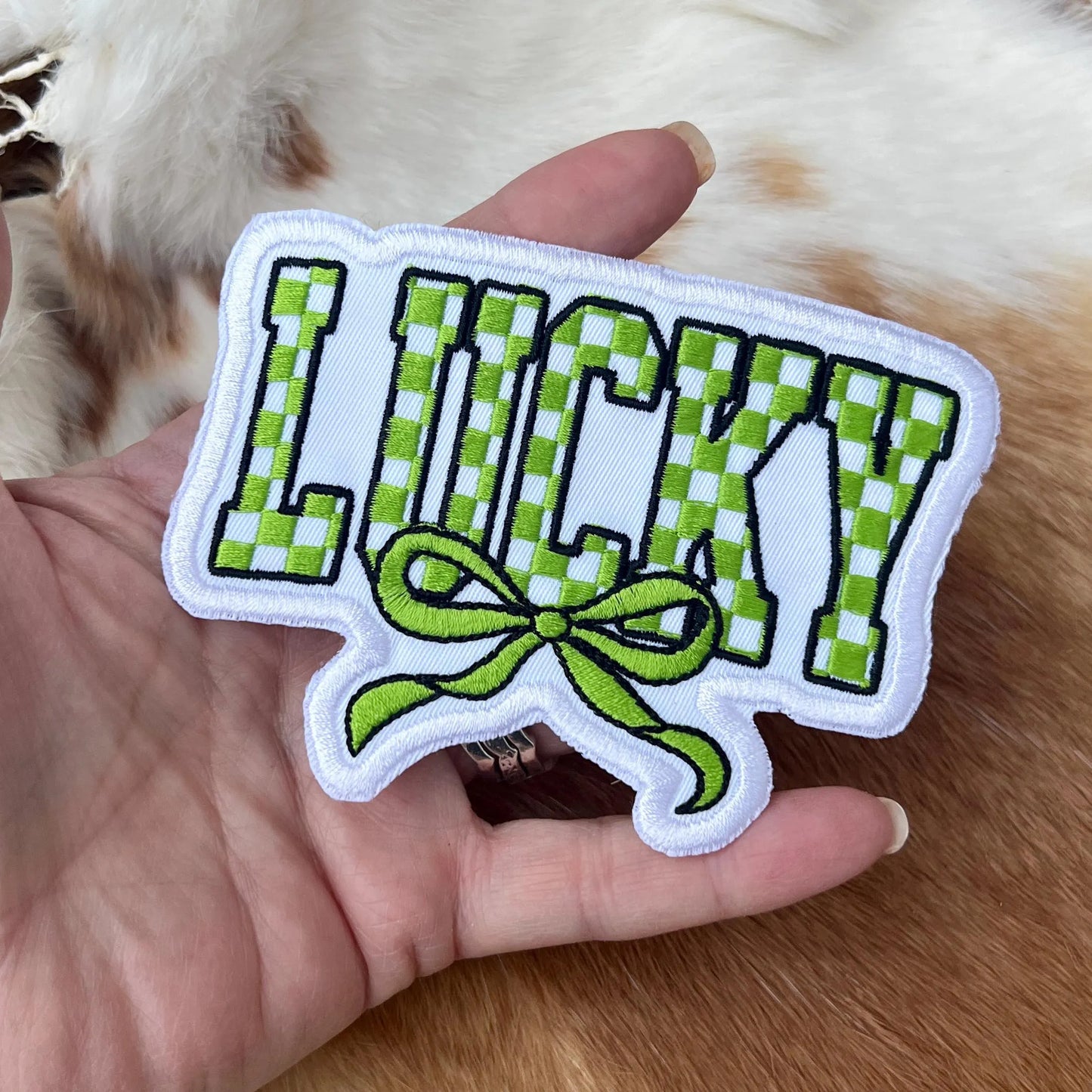 Embroidered Patches - Checkered Lucky Bow