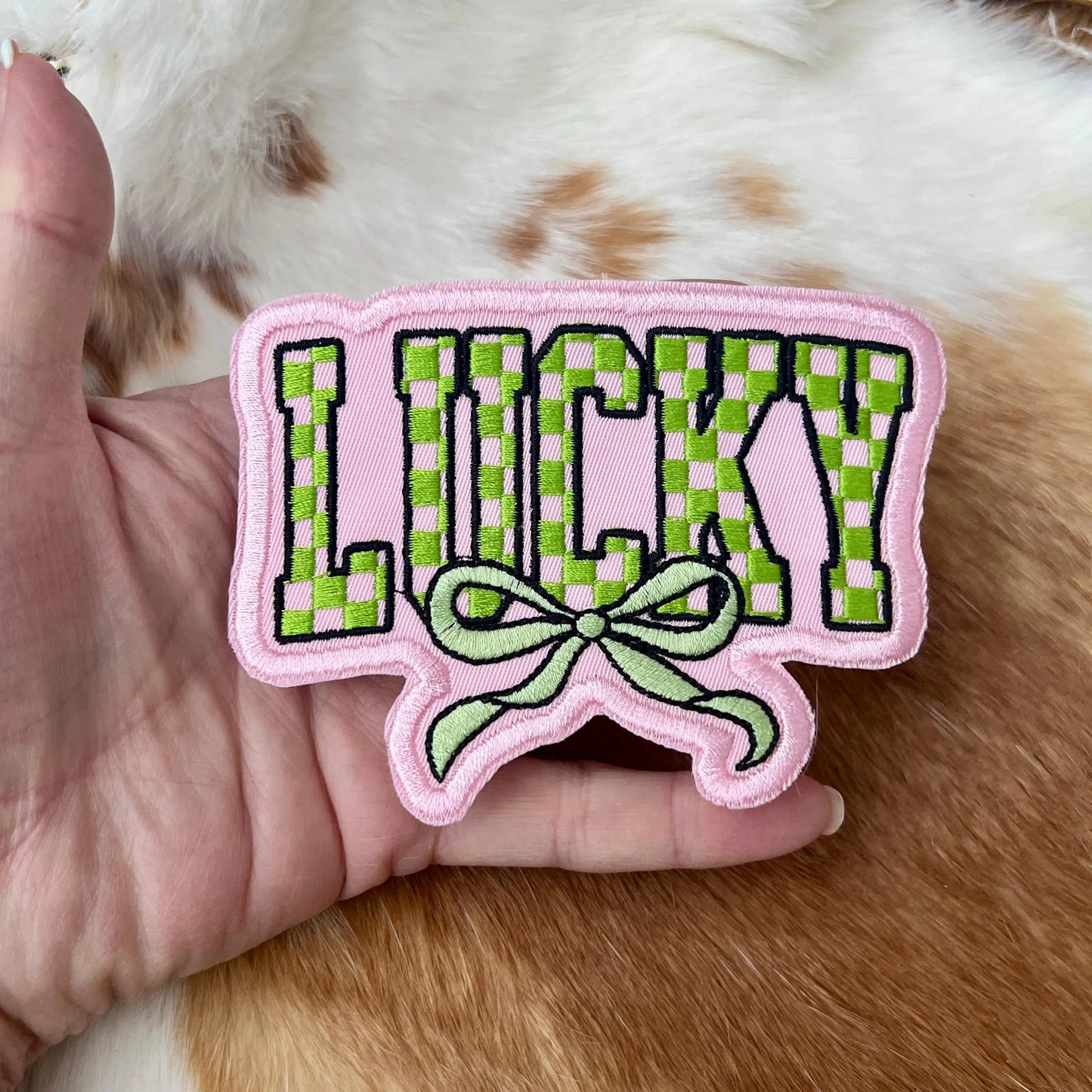 Embroidered Patches - Checkered Lucky Bow