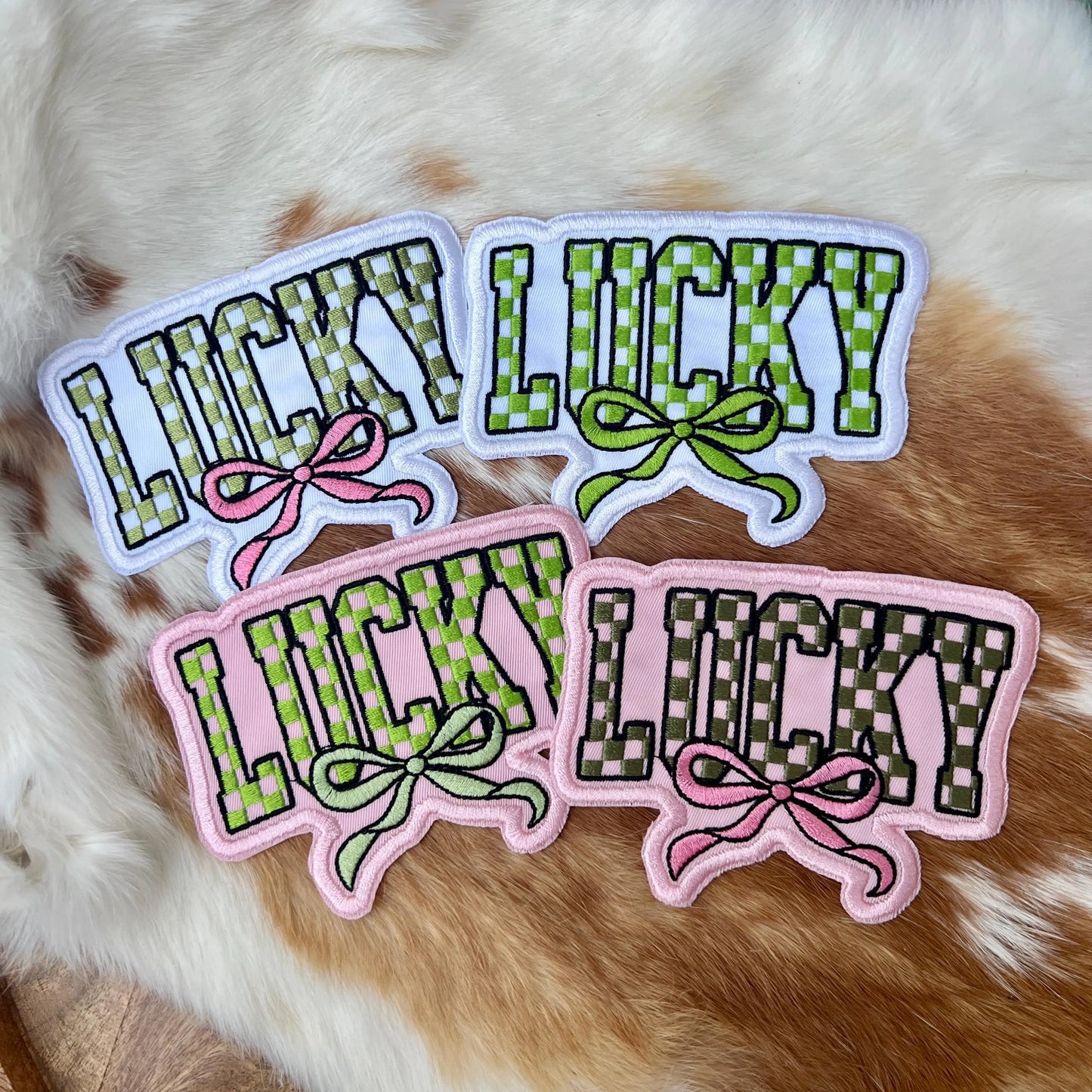 Embroidered Patches - Checkered Lucky Bow