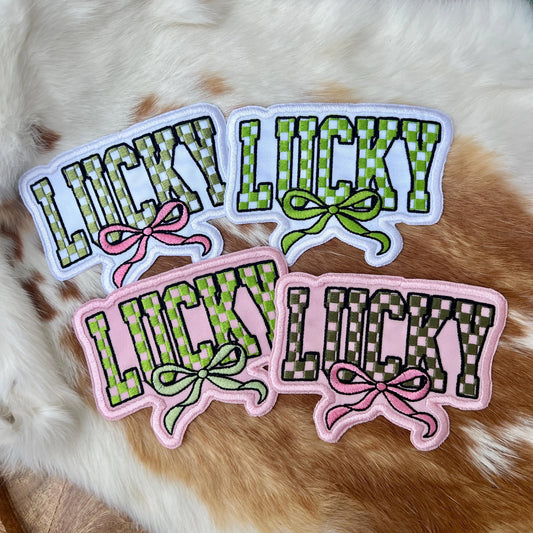 Embroidered Patches - Checkered Lucky Bow