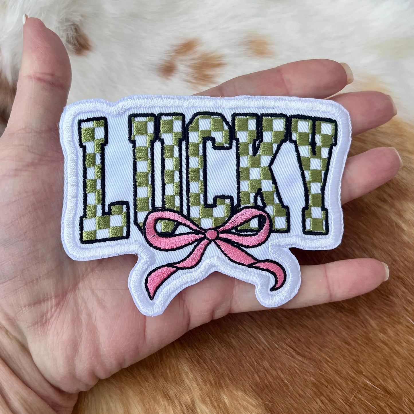 Embroidered Patches - Checkered Lucky Bow