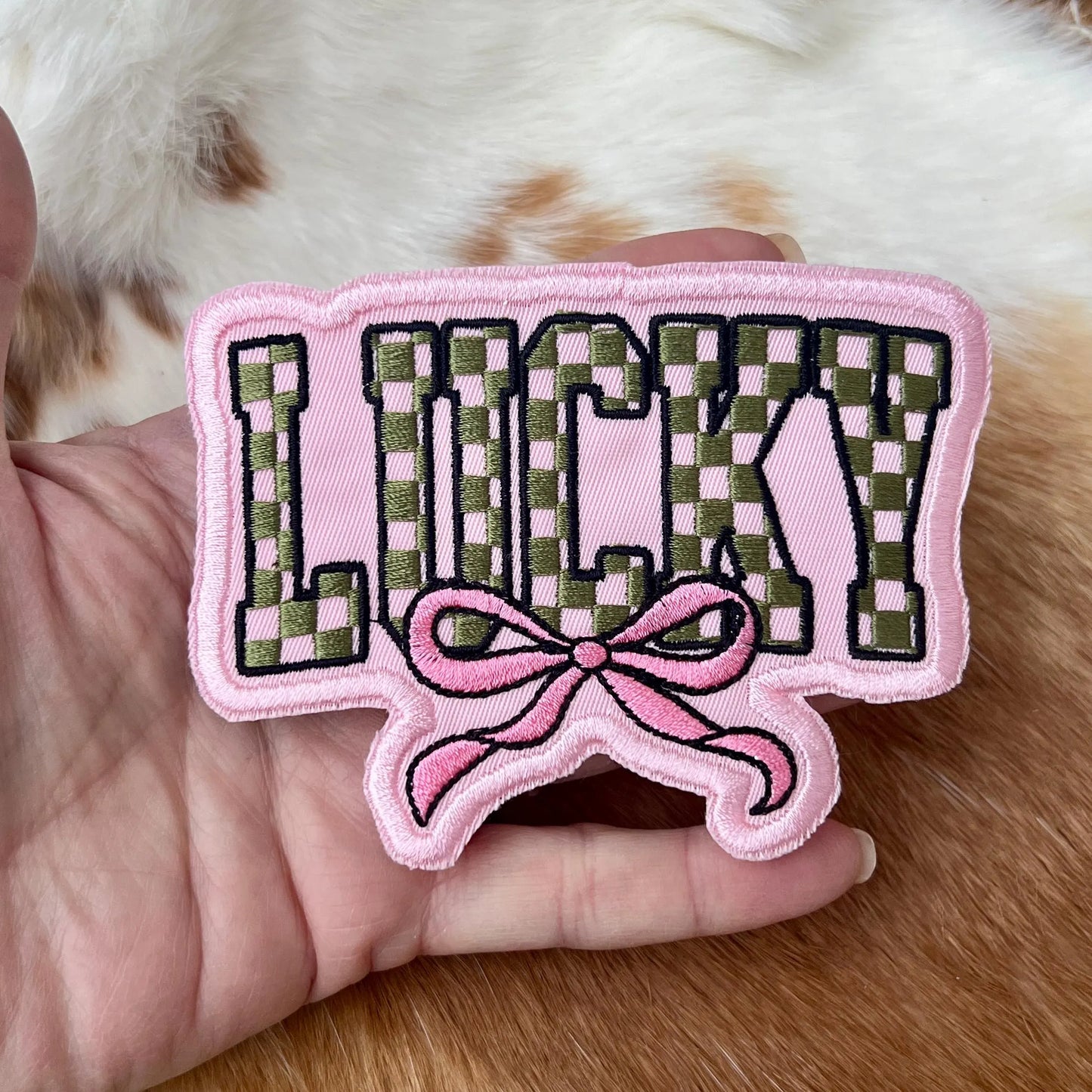 Embroidered Patches - Checkered Lucky Bow