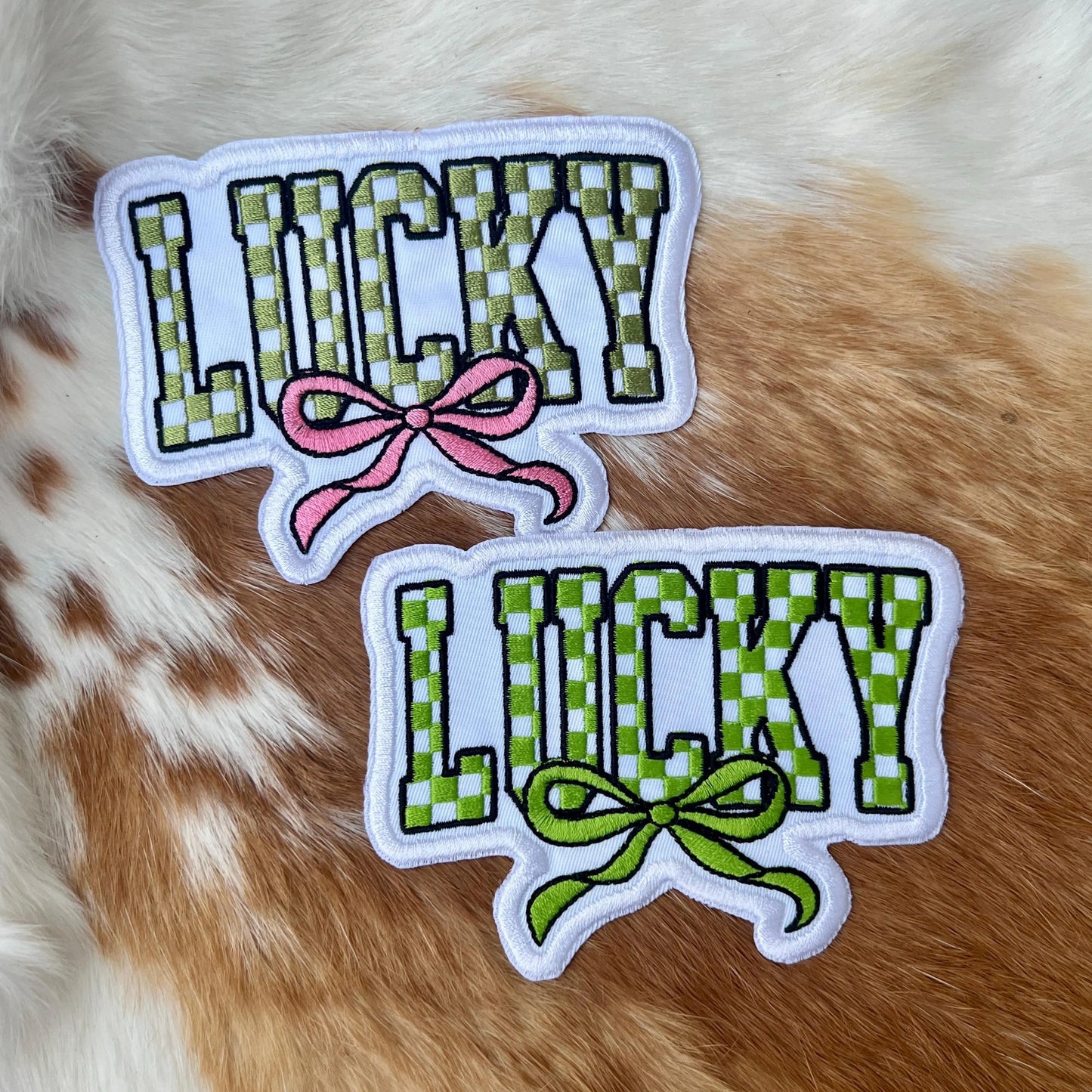 Embroidered Patches - Checkered Lucky Bow