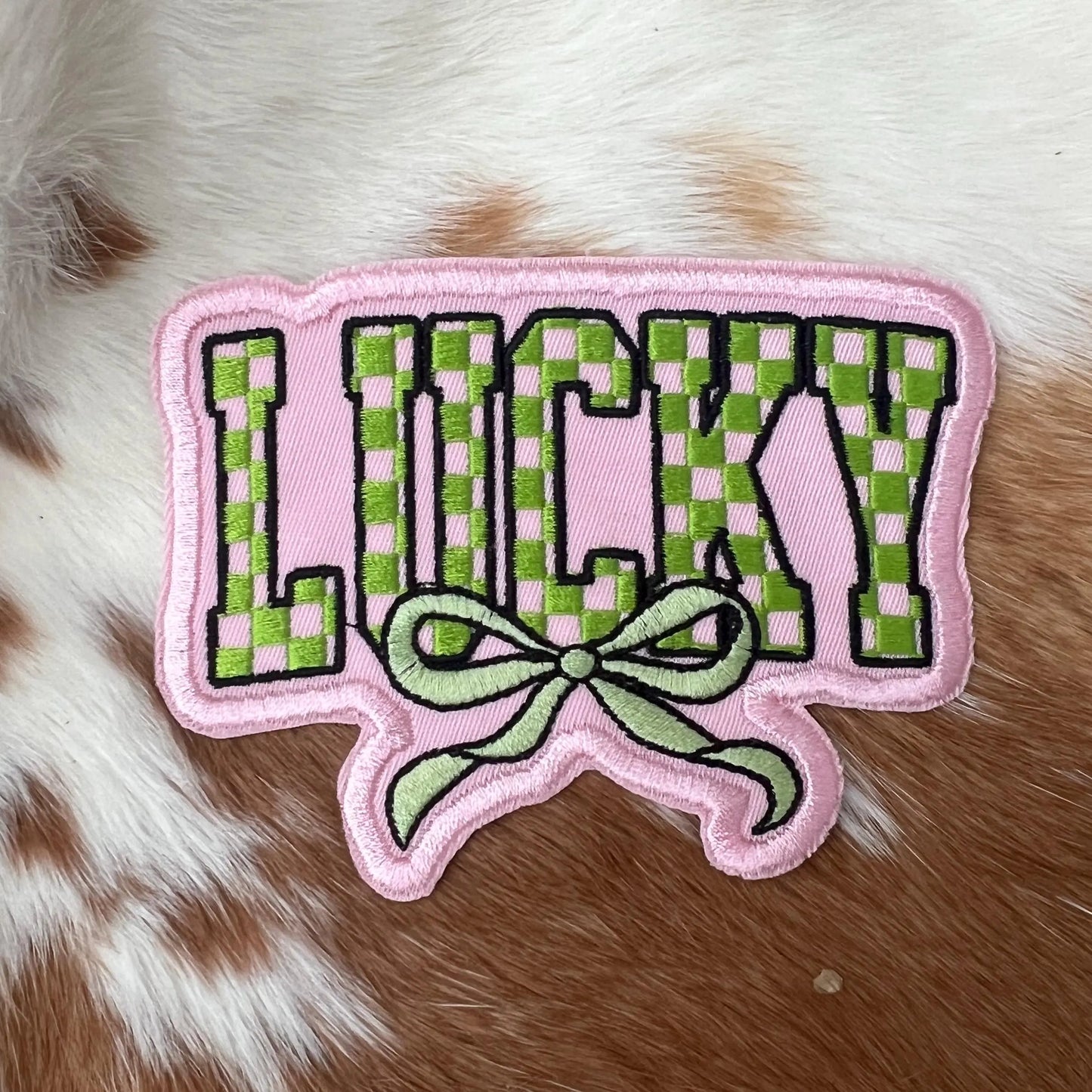 Embroidered Patches - Checkered Lucky Bow