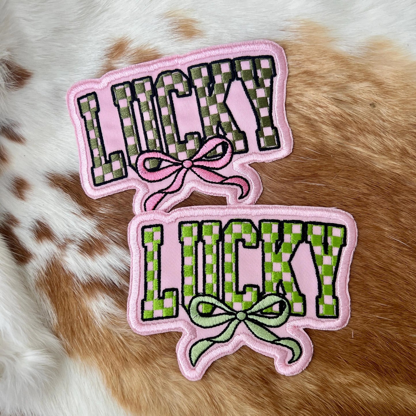 Embroidered Patches - Checkered Lucky Bow
