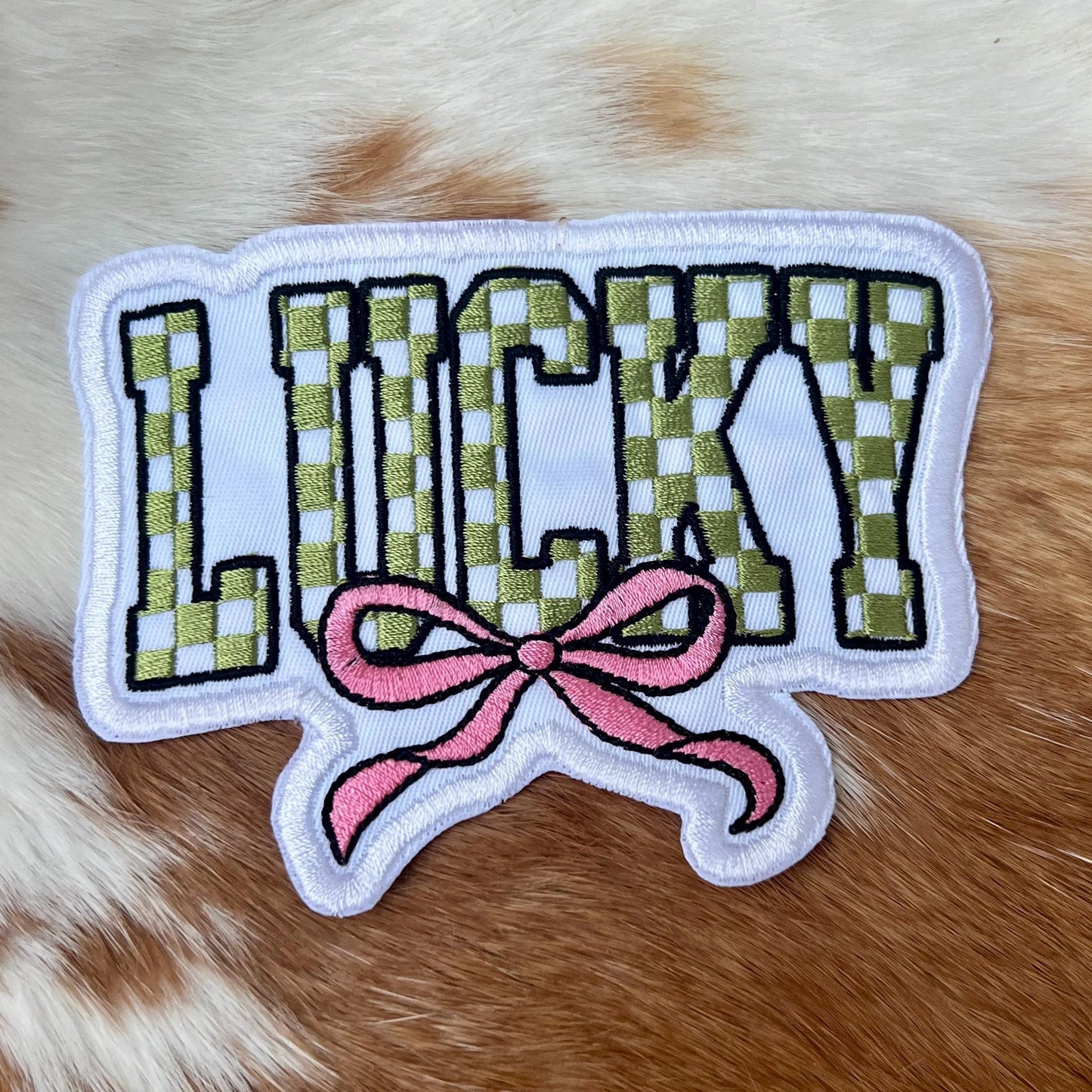 Embroidered Patches - Checkered Lucky Bow