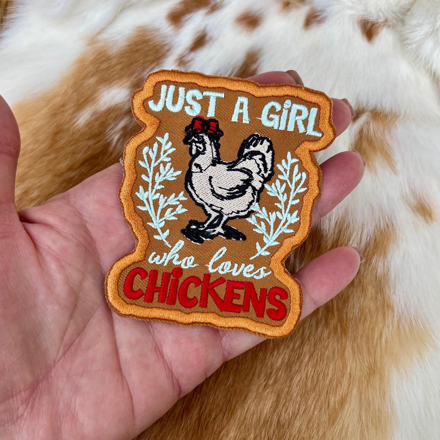 Embroidered Patches - Just a girl who loves chickens