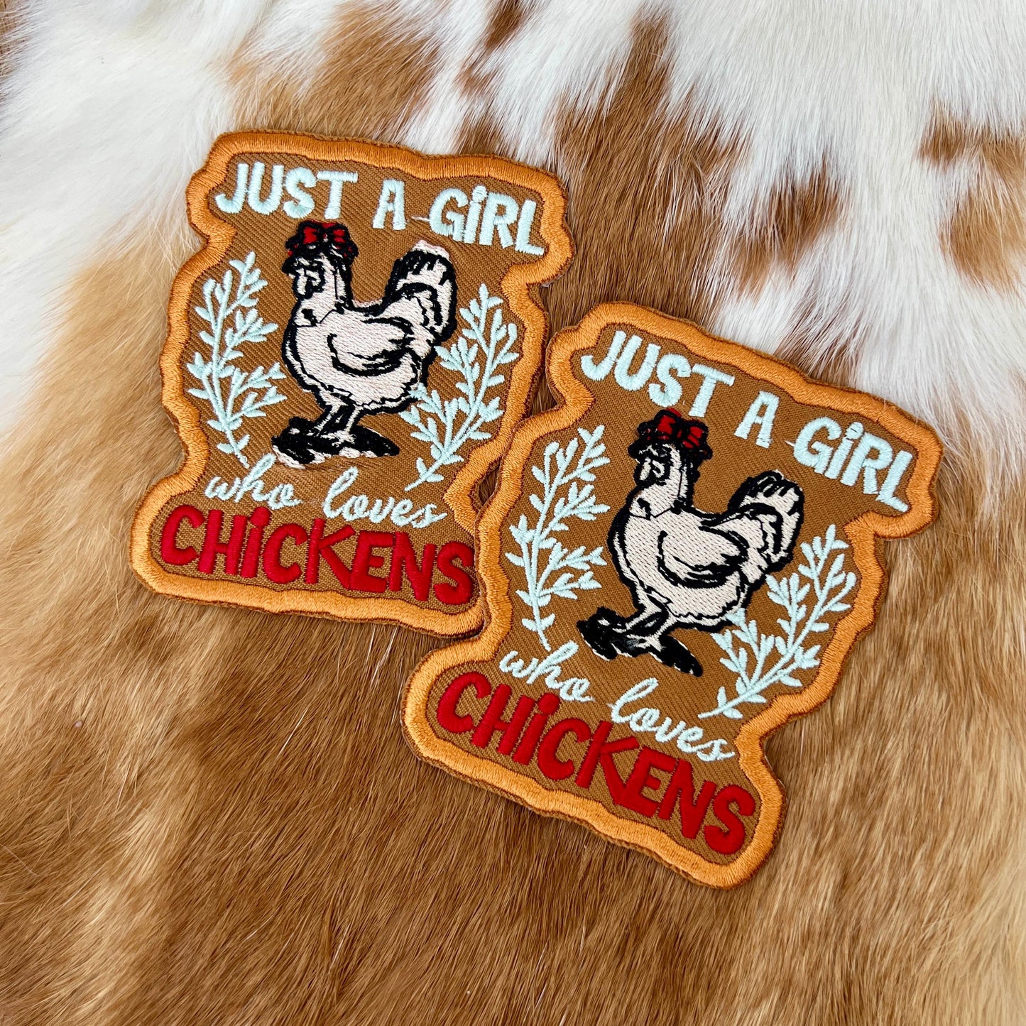 Embroidered Patches - Just a girl who loves chickens