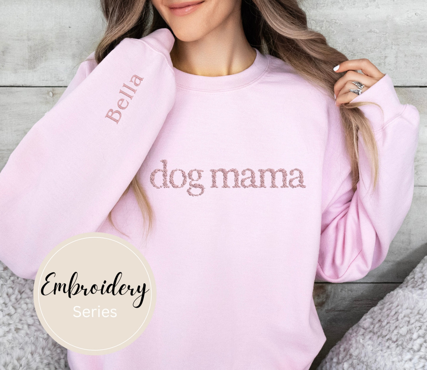 Embroidered Sweatshirt - Floral Dog mama