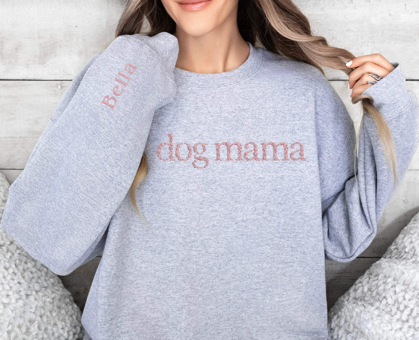 Embroidered Sweatshirt - Floral Dog mama