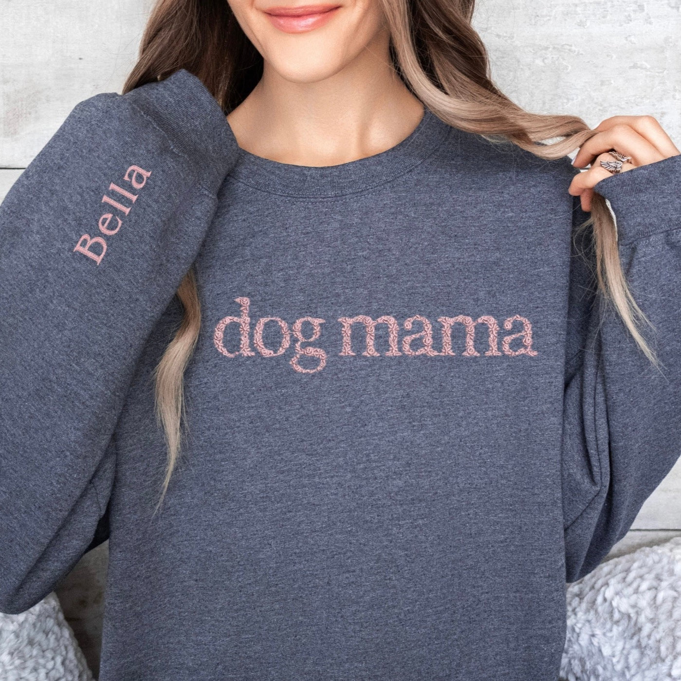 Embroidered Sweatshirt - Floral Dog mama