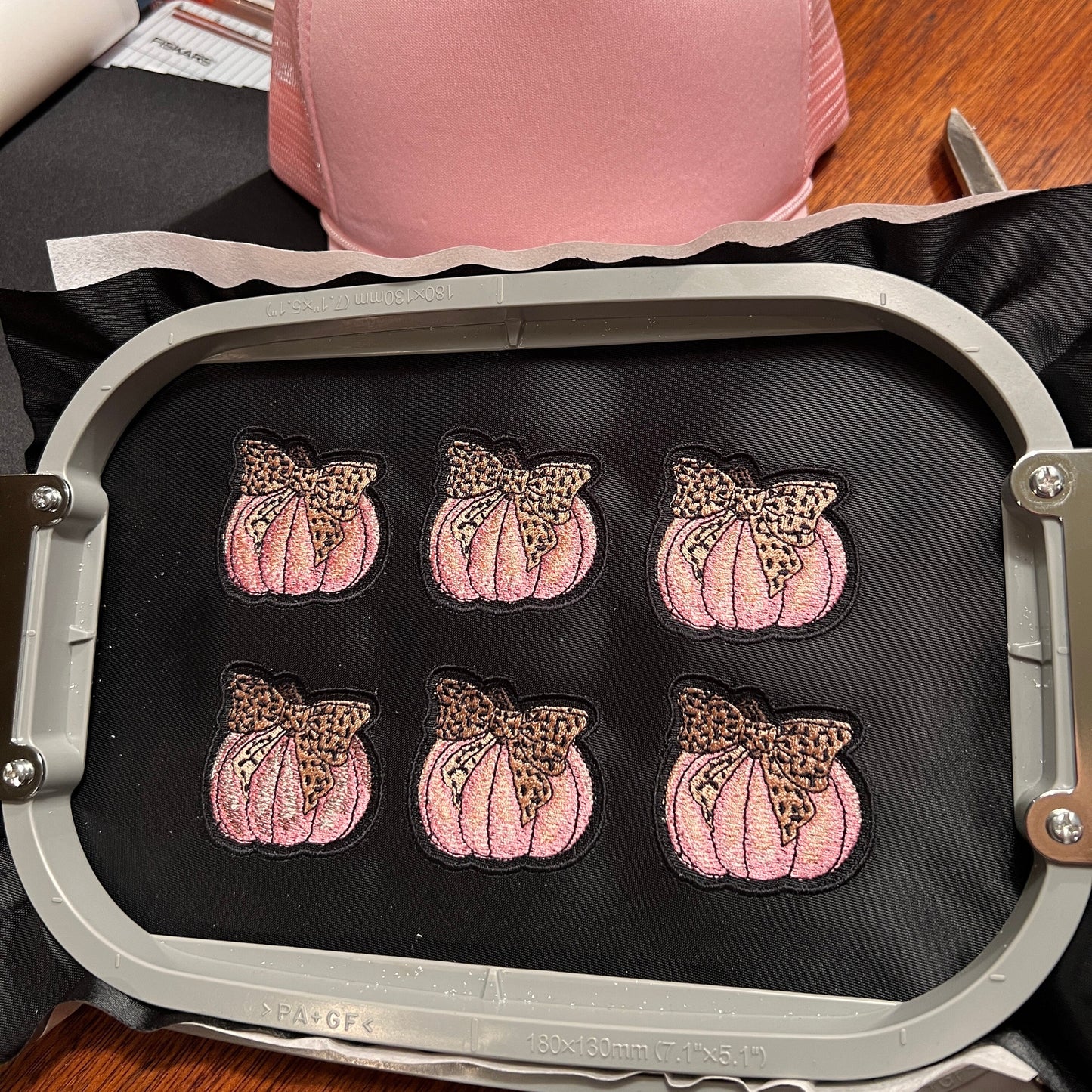 Embroidered Patches - Black and Pink Leopard bow pumpkin
