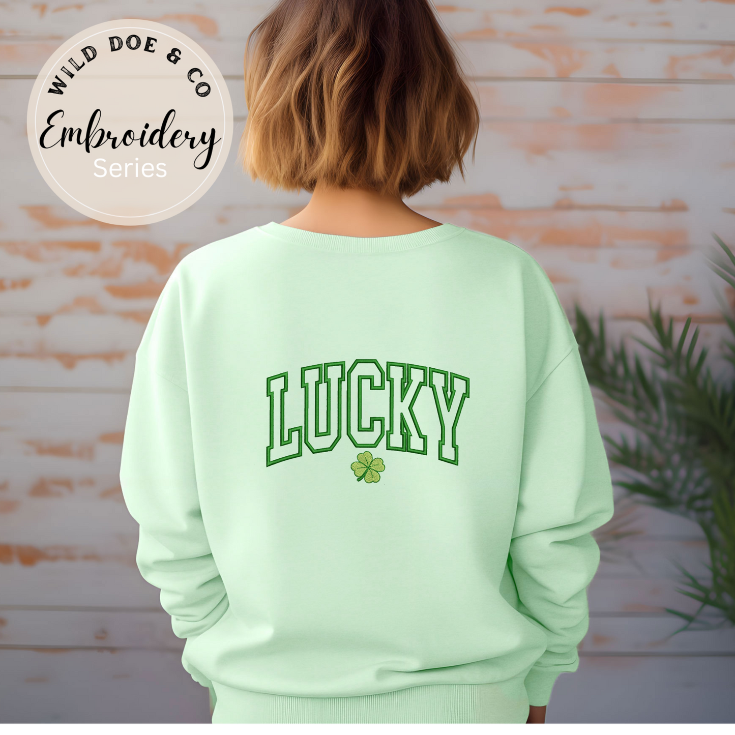 Embroidered Sweatshirt - Ghost lucky U