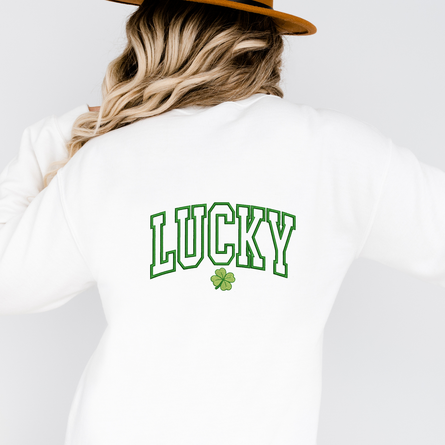 Embroidered Sweatshirt - Ghost lucky U