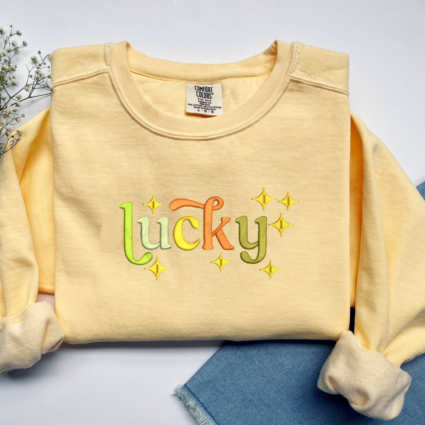 Embroidered Sweatshirt - Retro Lucky