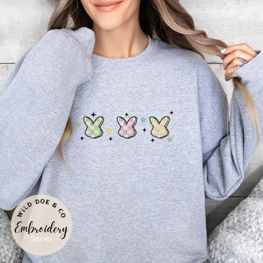 Embroidered Sweatshirt - Checkered Peeps