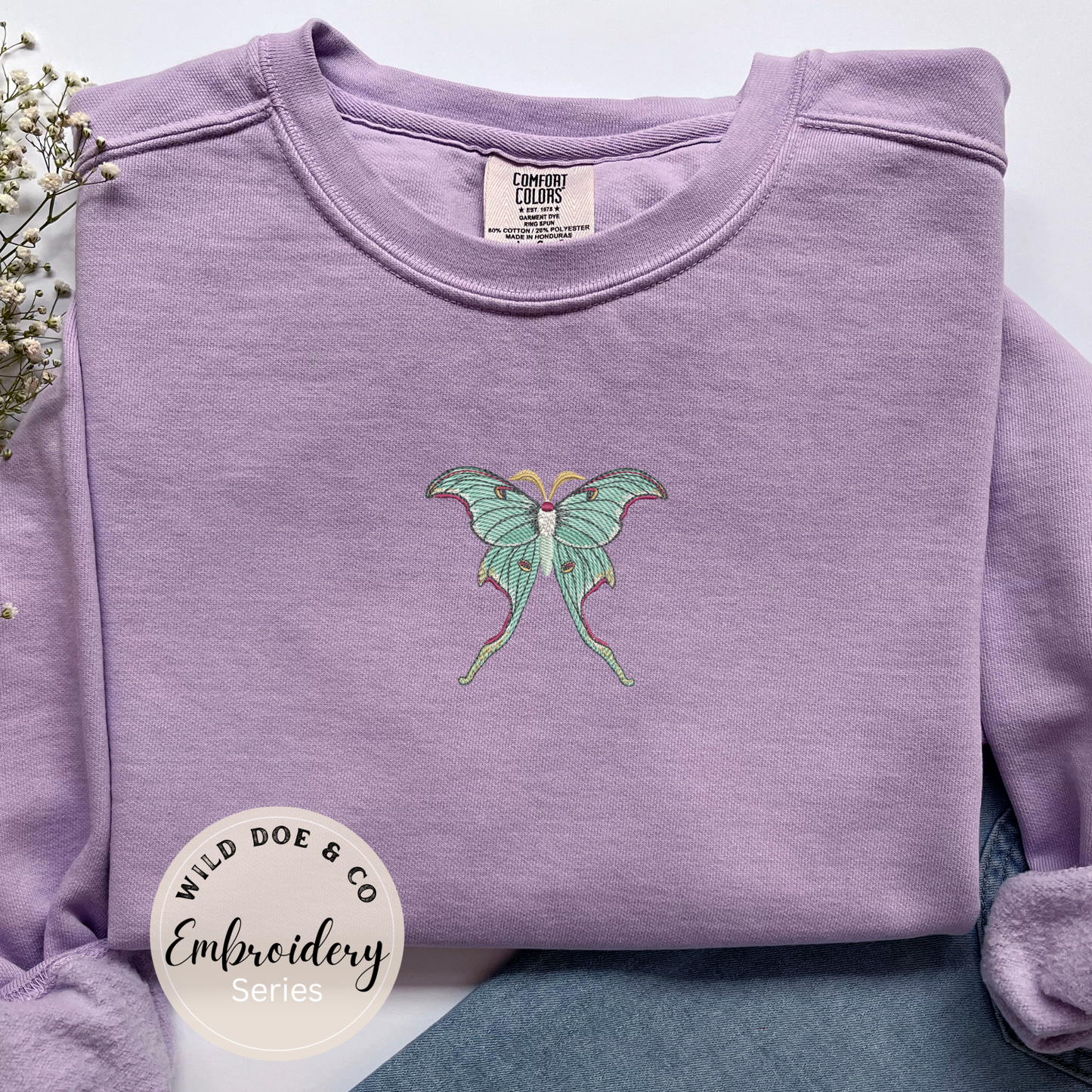 Embroidered Sweatshirt - Luna Moth