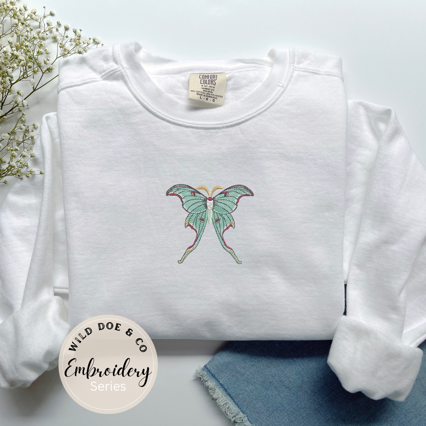 Embroidered Sweatshirt - Luna Moth