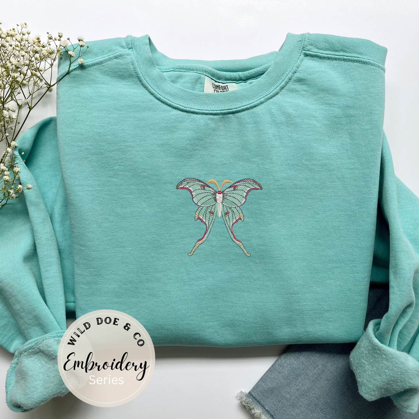 Embroidered Sweatshirt - Luna Moth