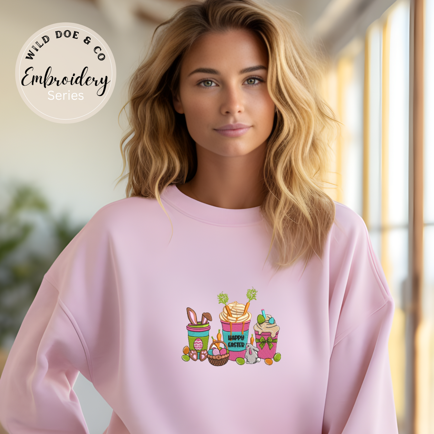 Embroidered Sweatshirt - Spring Coffee Chaos