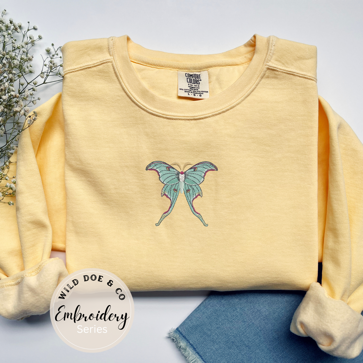 Embroidered Sweatshirt - Luna Moth