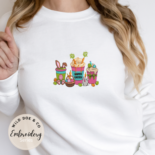 Embroidered Sweatshirt - Spring Coffee Chaos