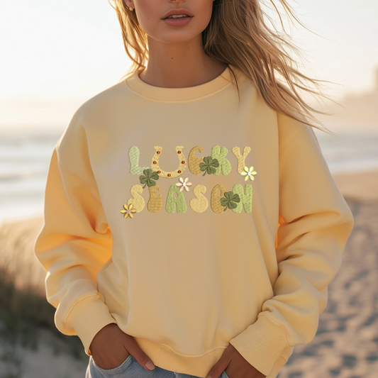 Embroidered Sweatshirt - Retro Lucky Season