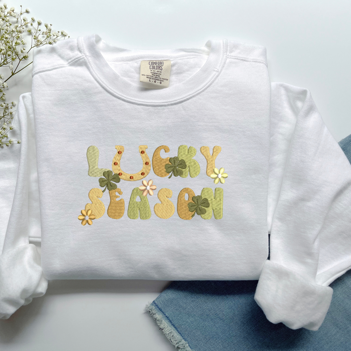 Embroidered Sweatshirt - Retro Lucky Season