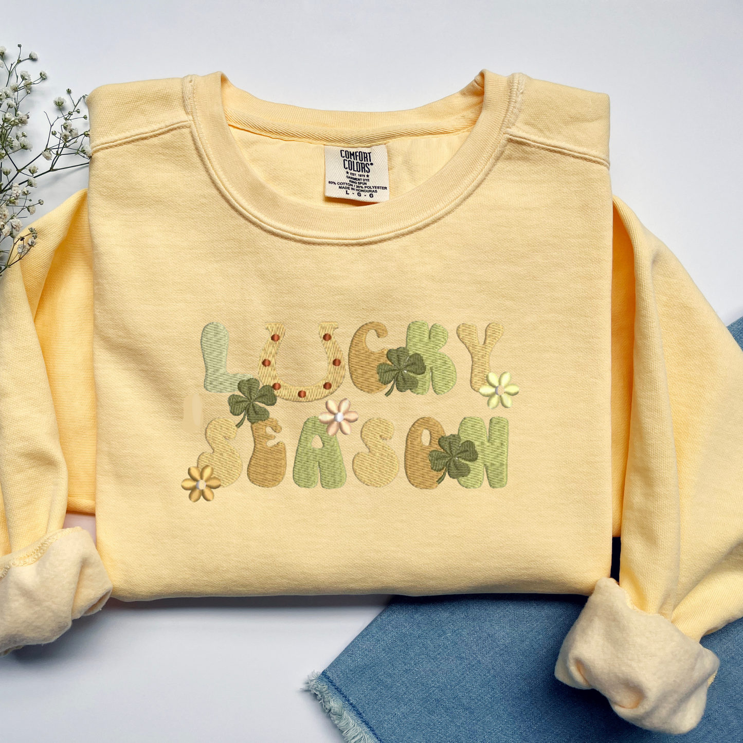 Embroidered Sweatshirt - Retro Lucky Season