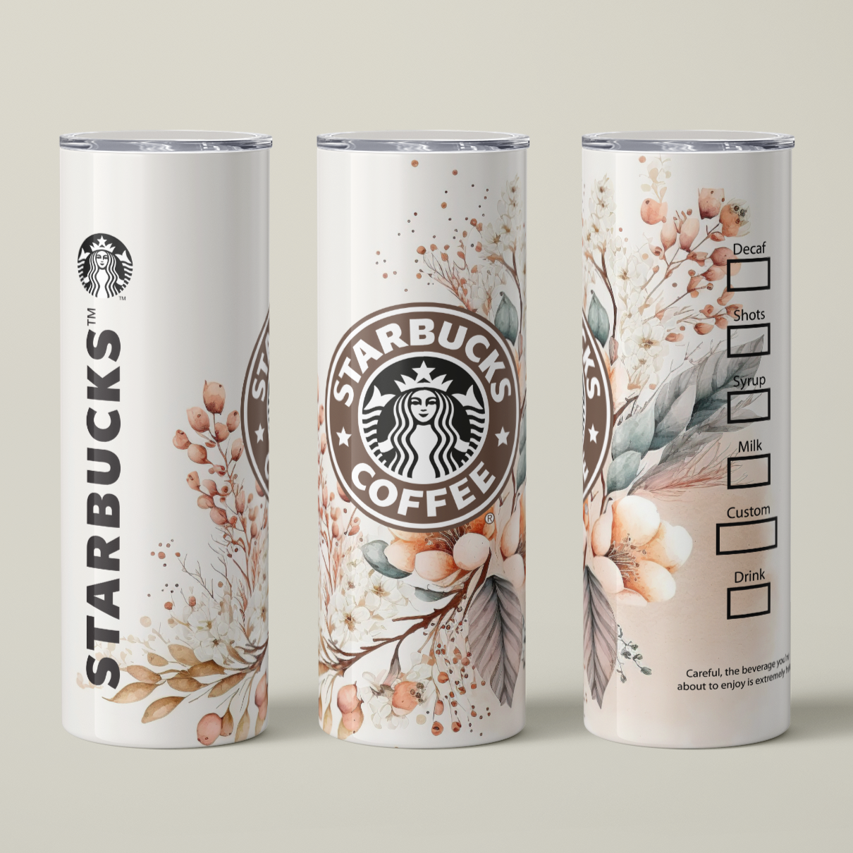 Tumbler 20 oz skinny - Shabby Chic Sand Floral Starbucks