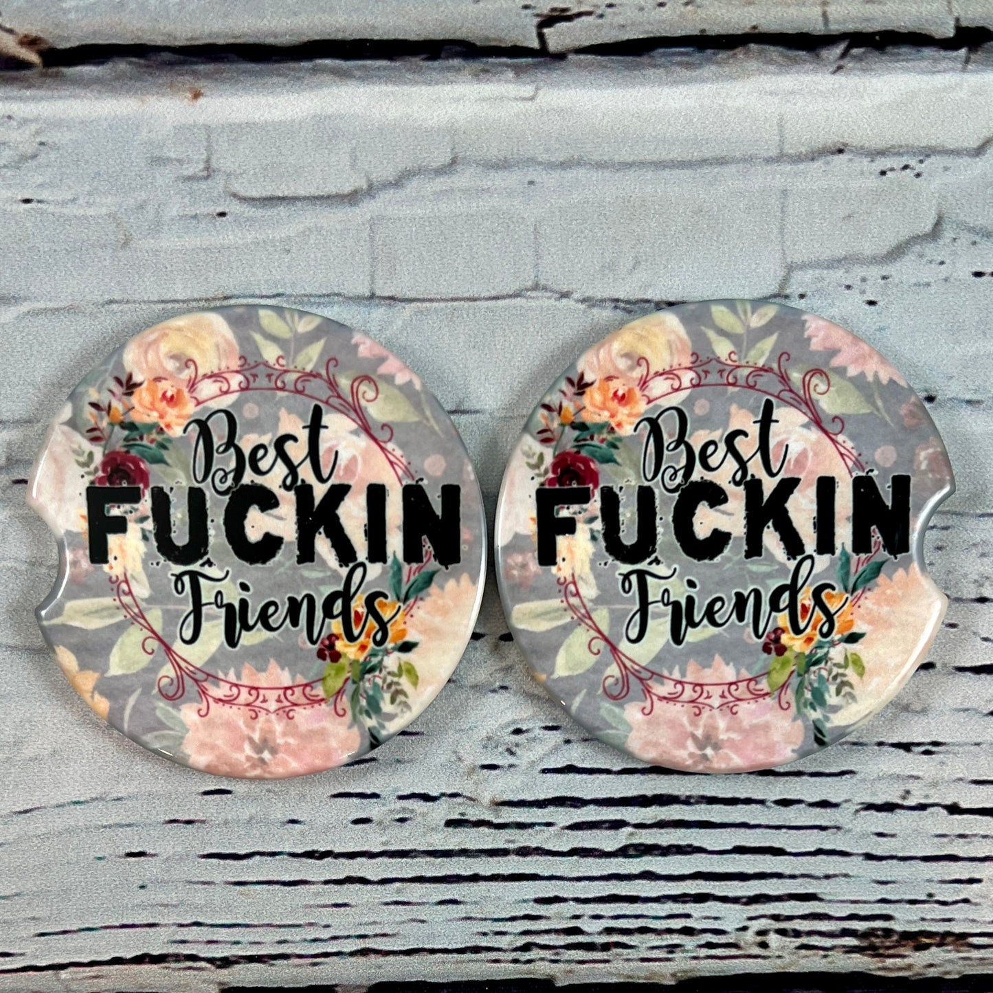 Ceramic car coaster set Best Fuckin' Friends