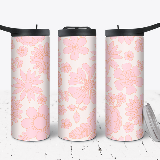 Hydration Bottle 25oz Duo Skinny Tumber- Retro Spring Pink Floral