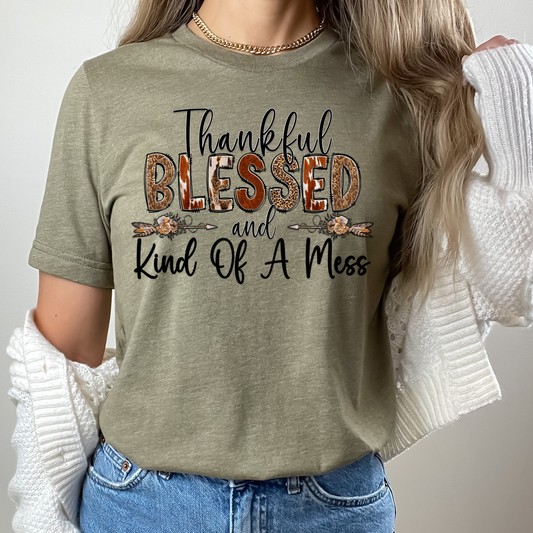 Teeshirt- Thankful blessed and kind of a Mess