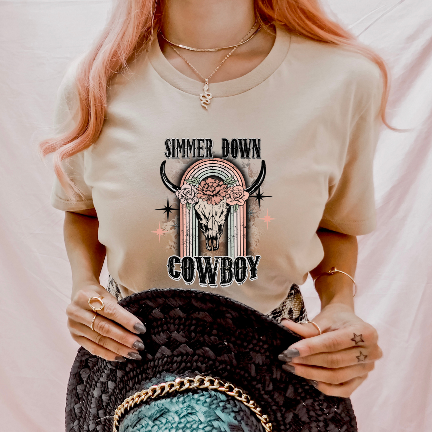 Teeshirt- Rainbow Simmer Down Cowboy