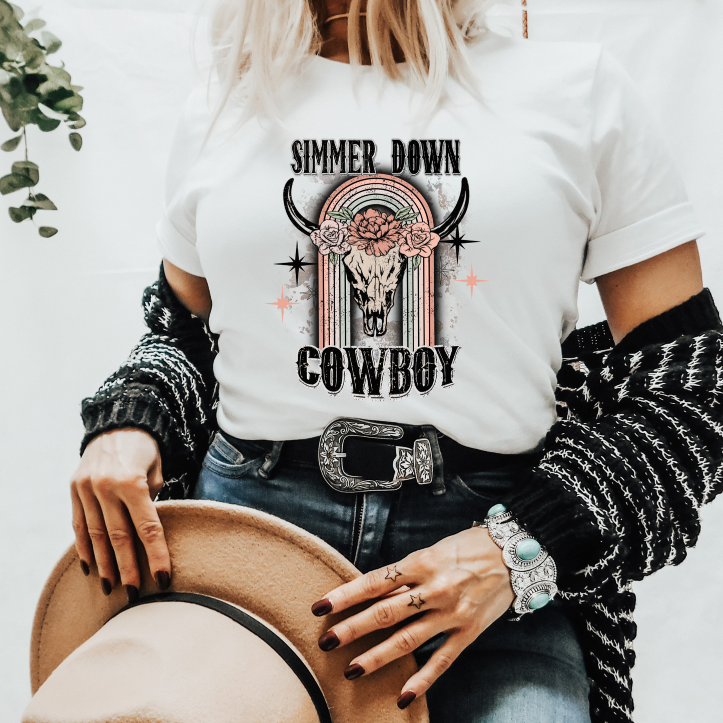 Teeshirt- Rainbow Simmer Down Cowboy