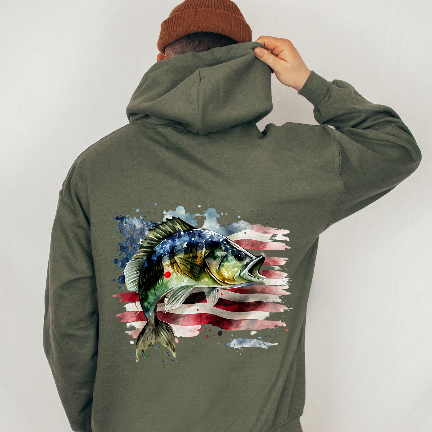 Sweatshirt- American Flag & Fish