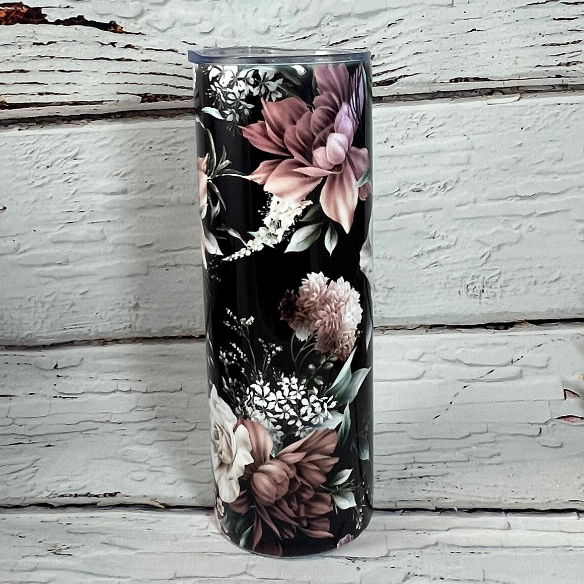 Tumbler 20 oz skinny - Black Wildflowers