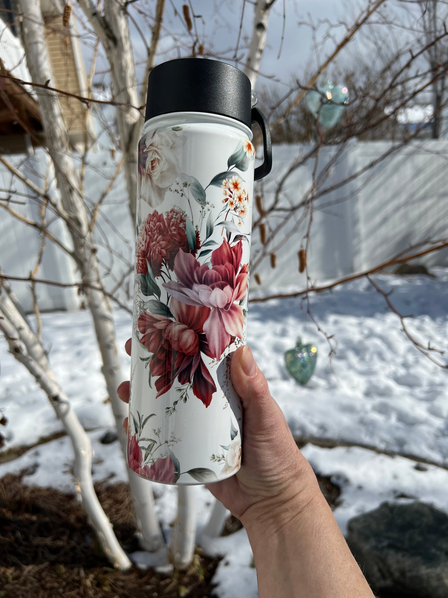 Hydration Bottle 22 oz - White Floral-Not Enough Sage for this Shit