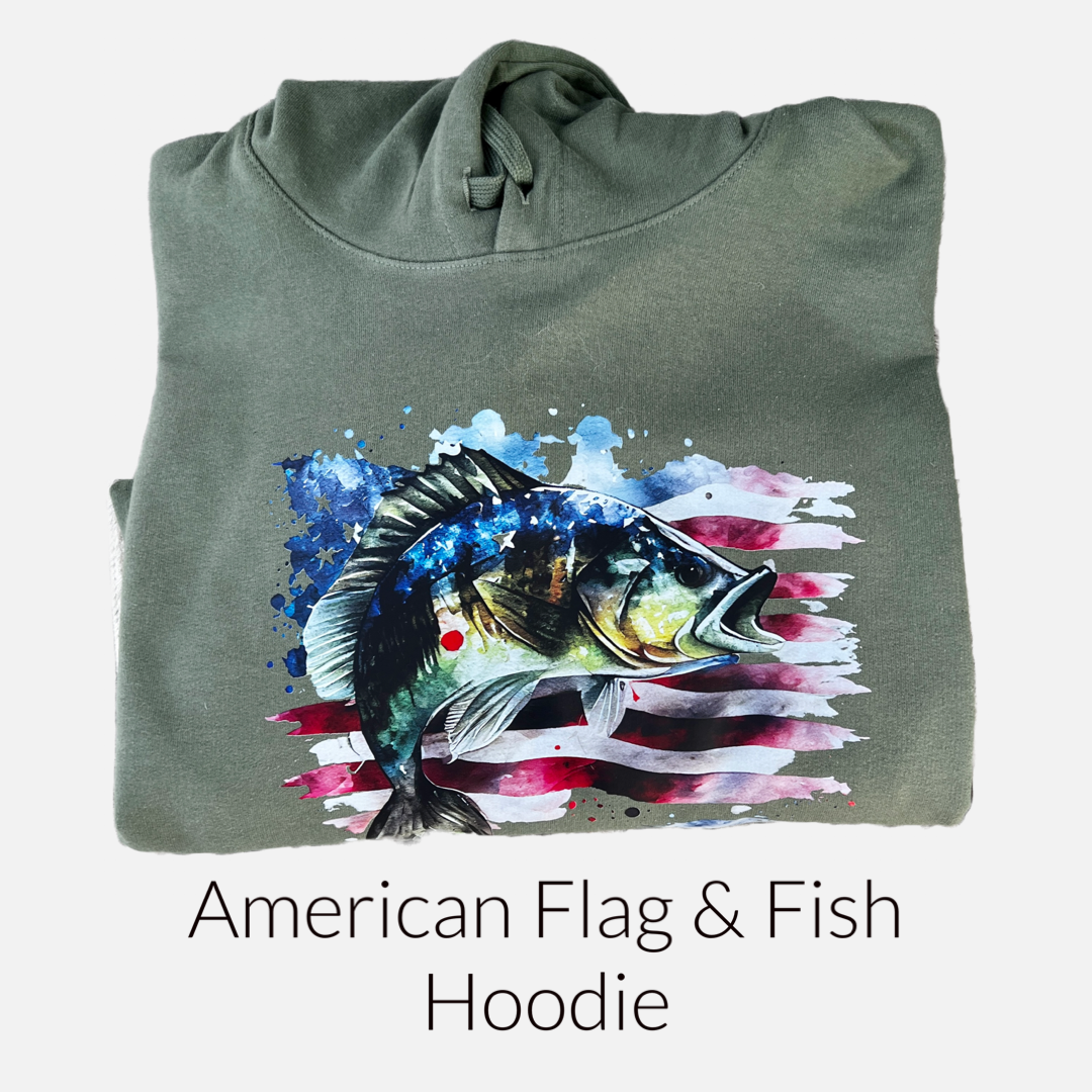 Sweatshirt- American Flag & Fish