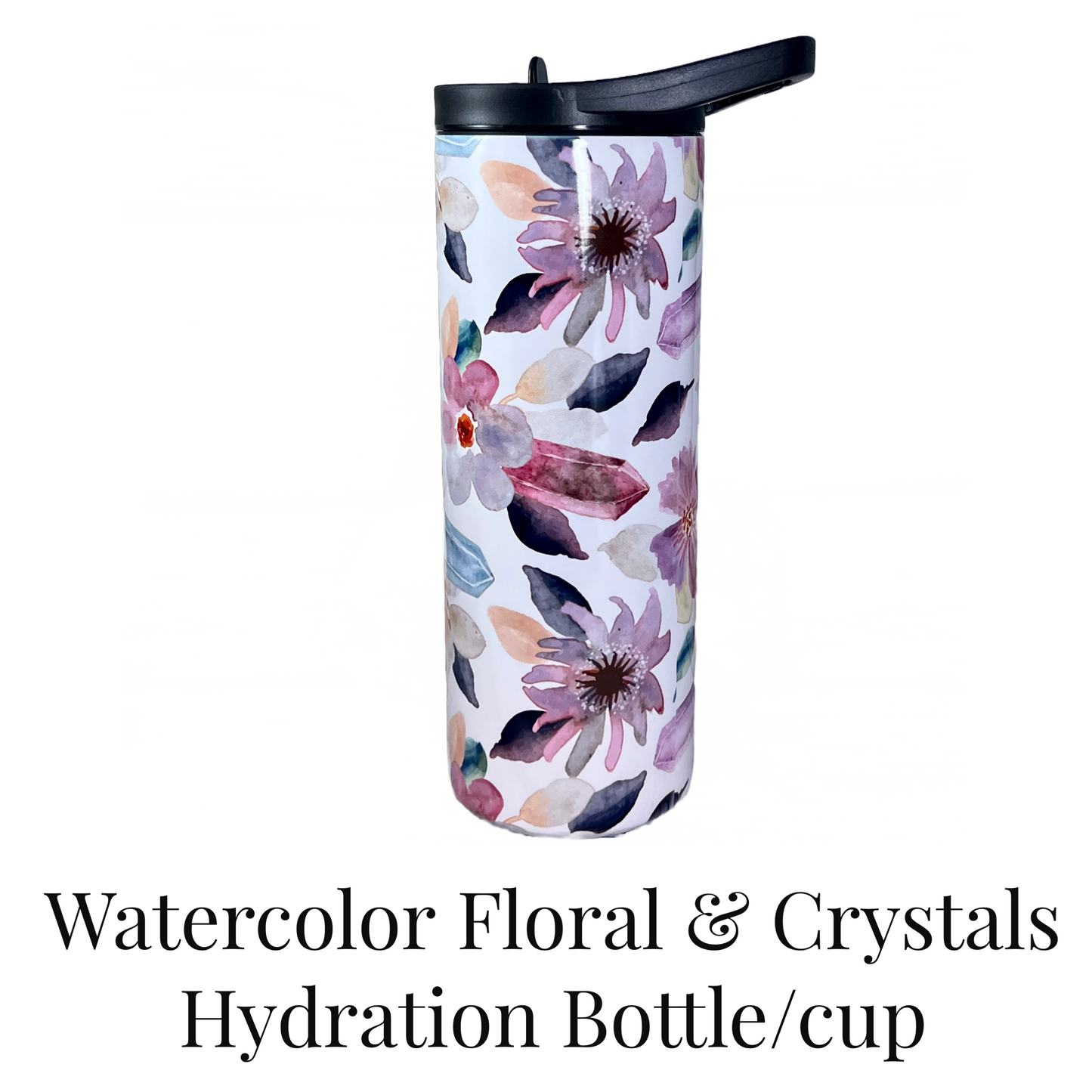 Hydration Bottle 25oz Duo Skinny Tumbler- Watercolor Crystal Floral