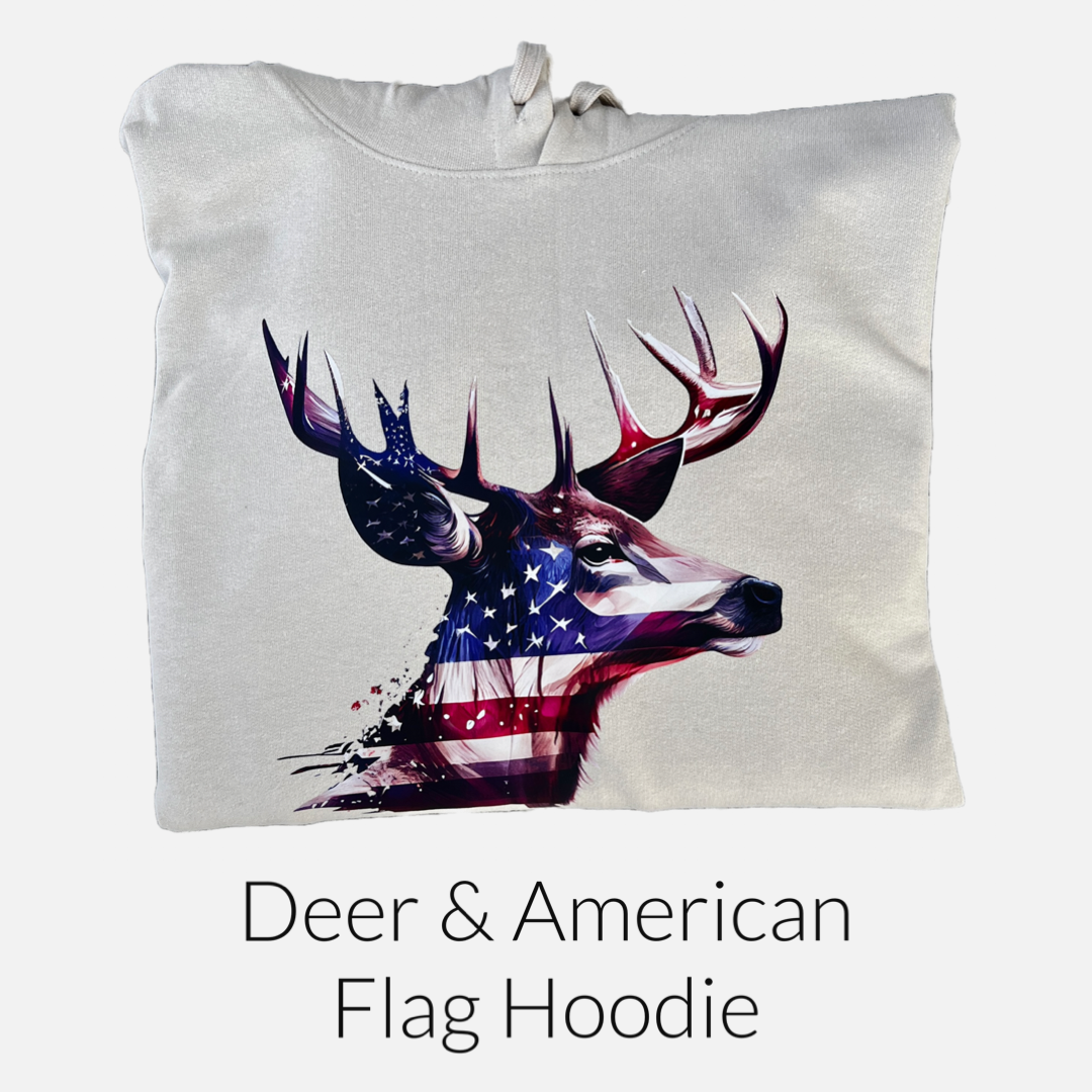 Sweatshirt- American Flag & Deer head