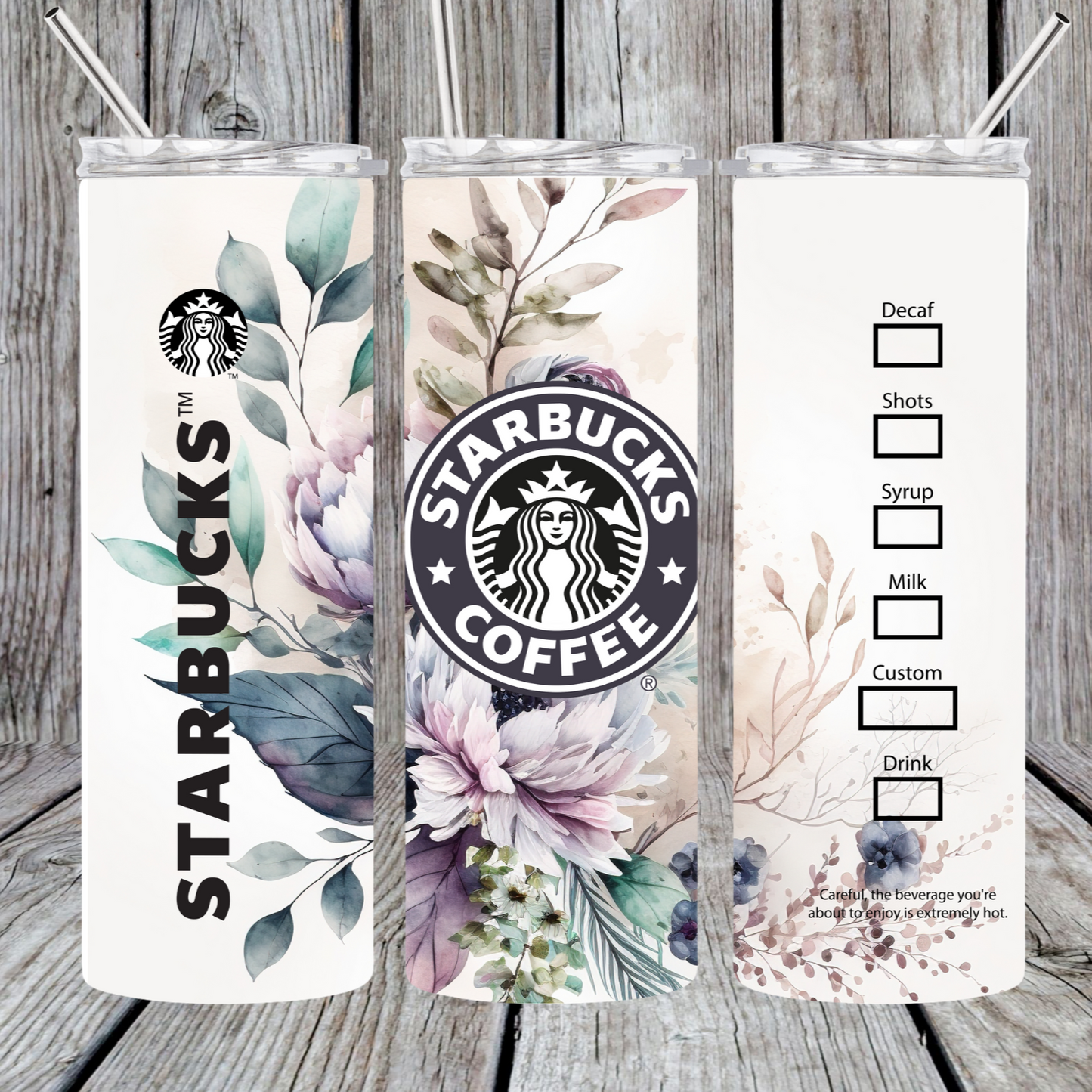 Tumbler 20 oz skinny - Shabby Chic Floral Starbucks