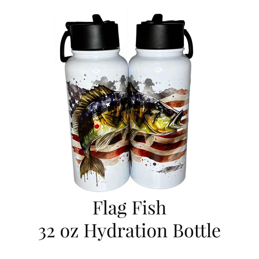 Hydration Bottle 32 oz - Flag Fish