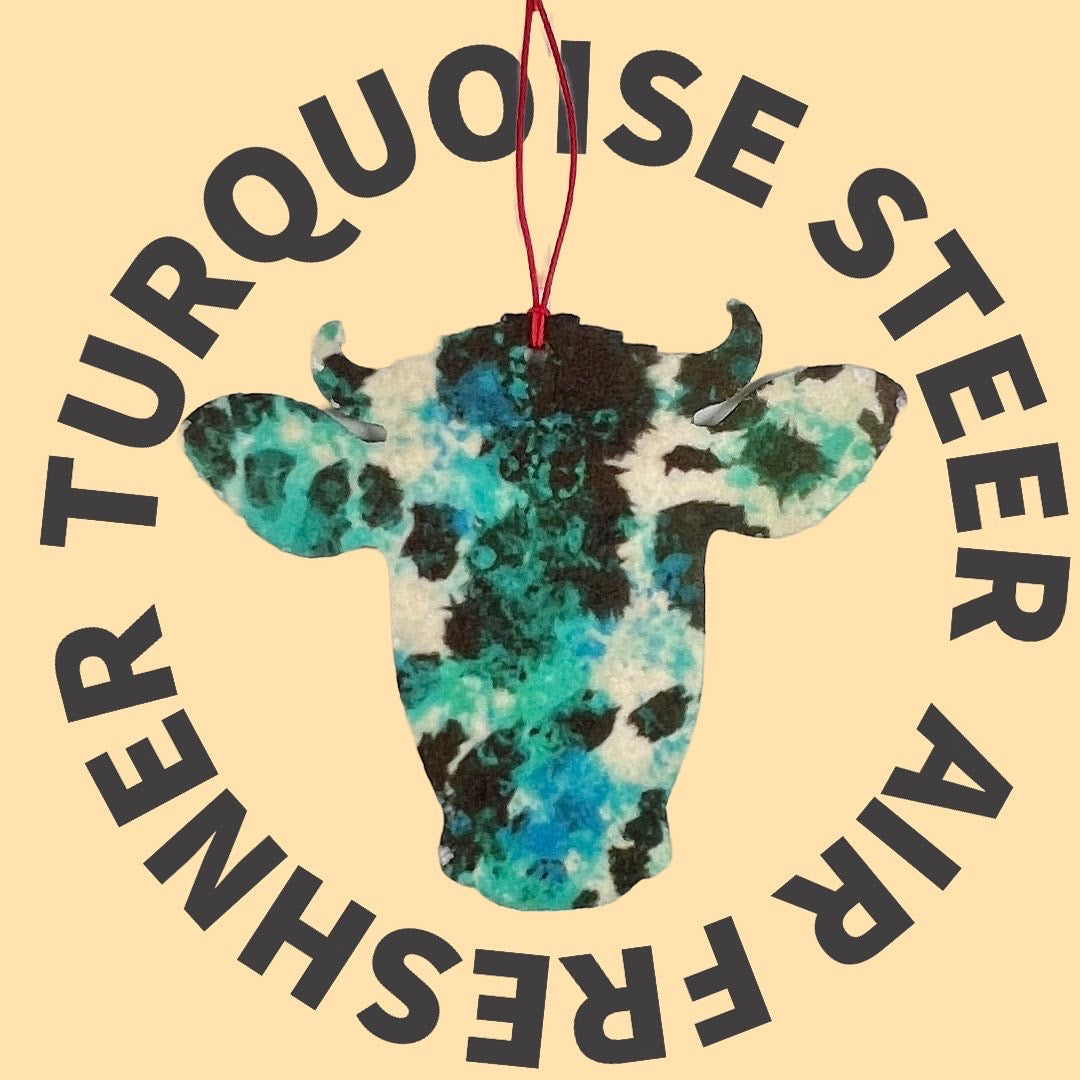 Air freshener Turquoise Steer design and 1 fl oz Scent Bomb