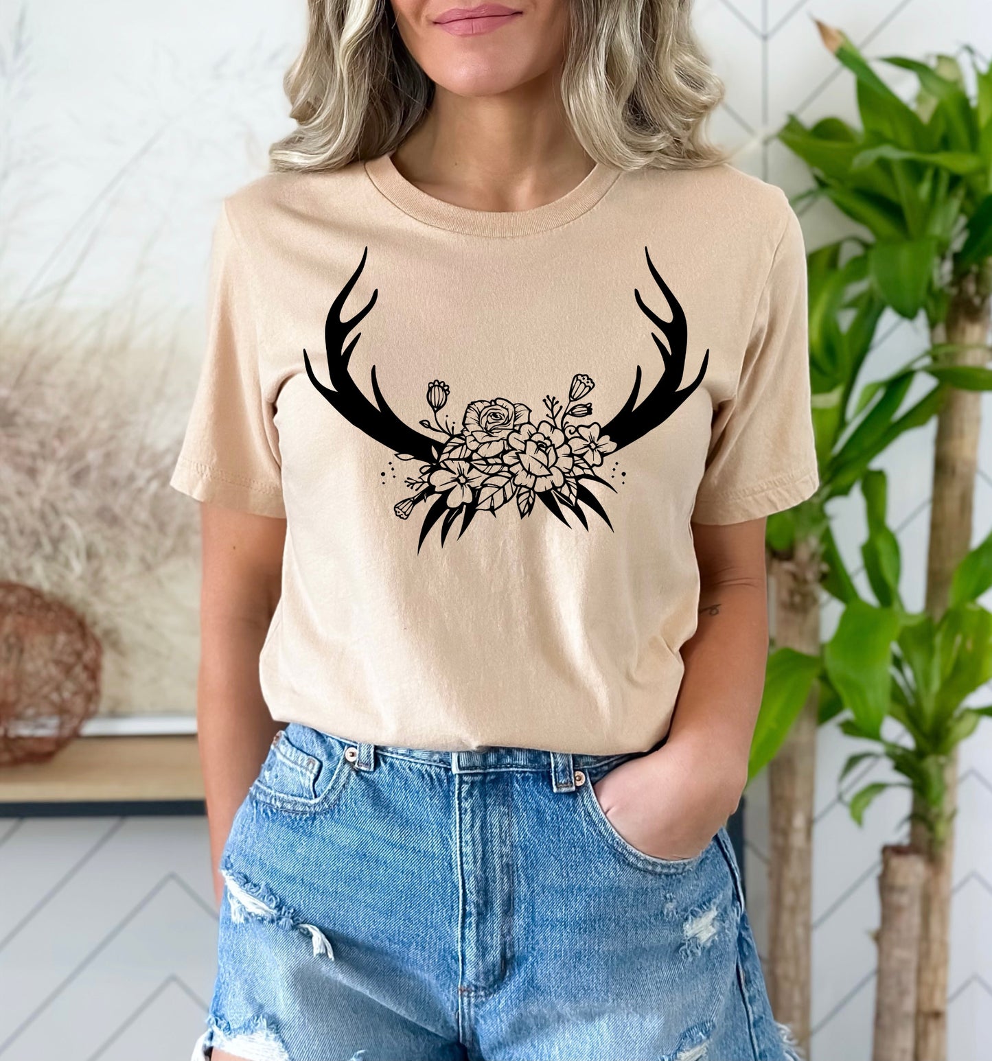 Teeshirt- Boho Antler and florals