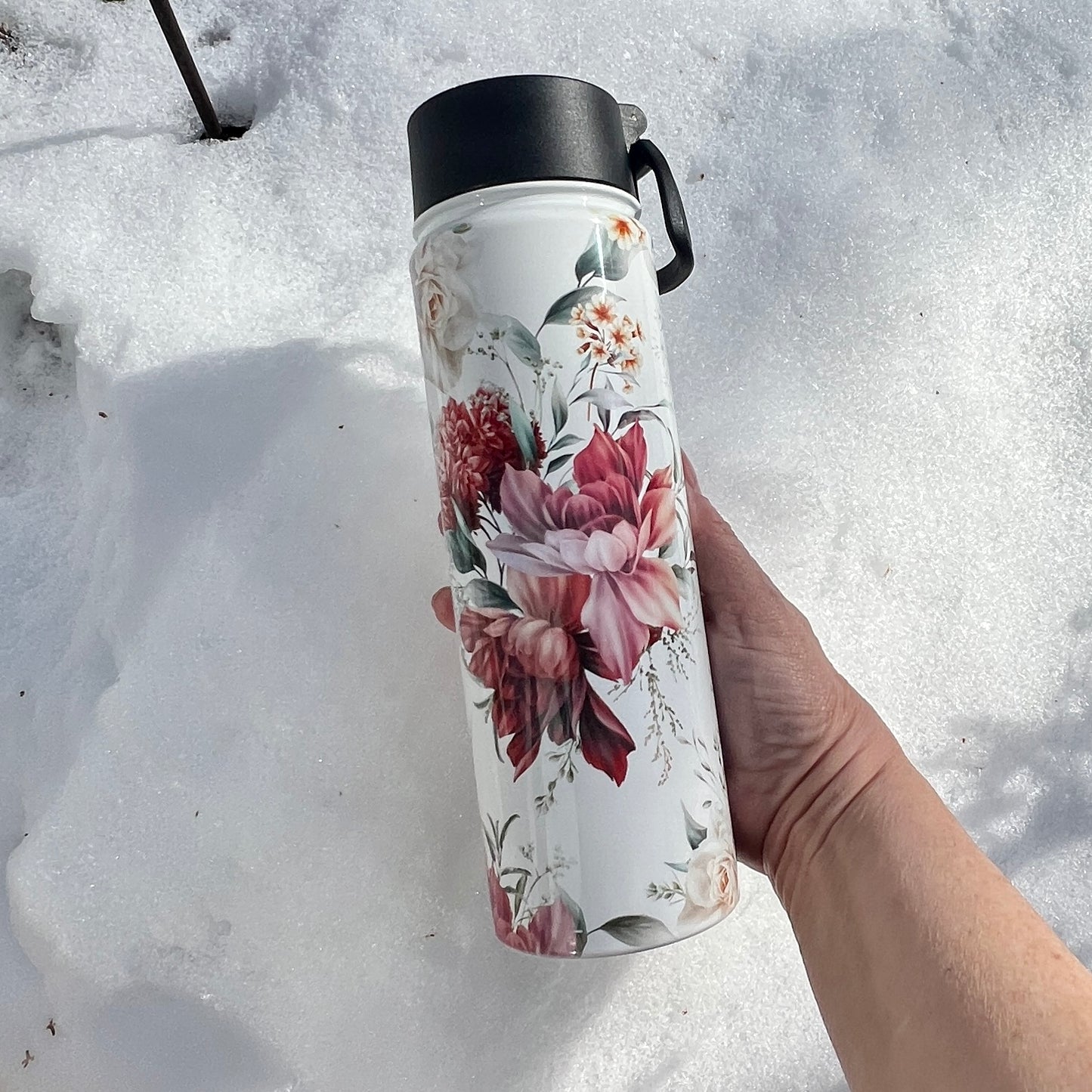 Hydration Bottle 22 oz - White Floral-Not Enough Sage for this Shit