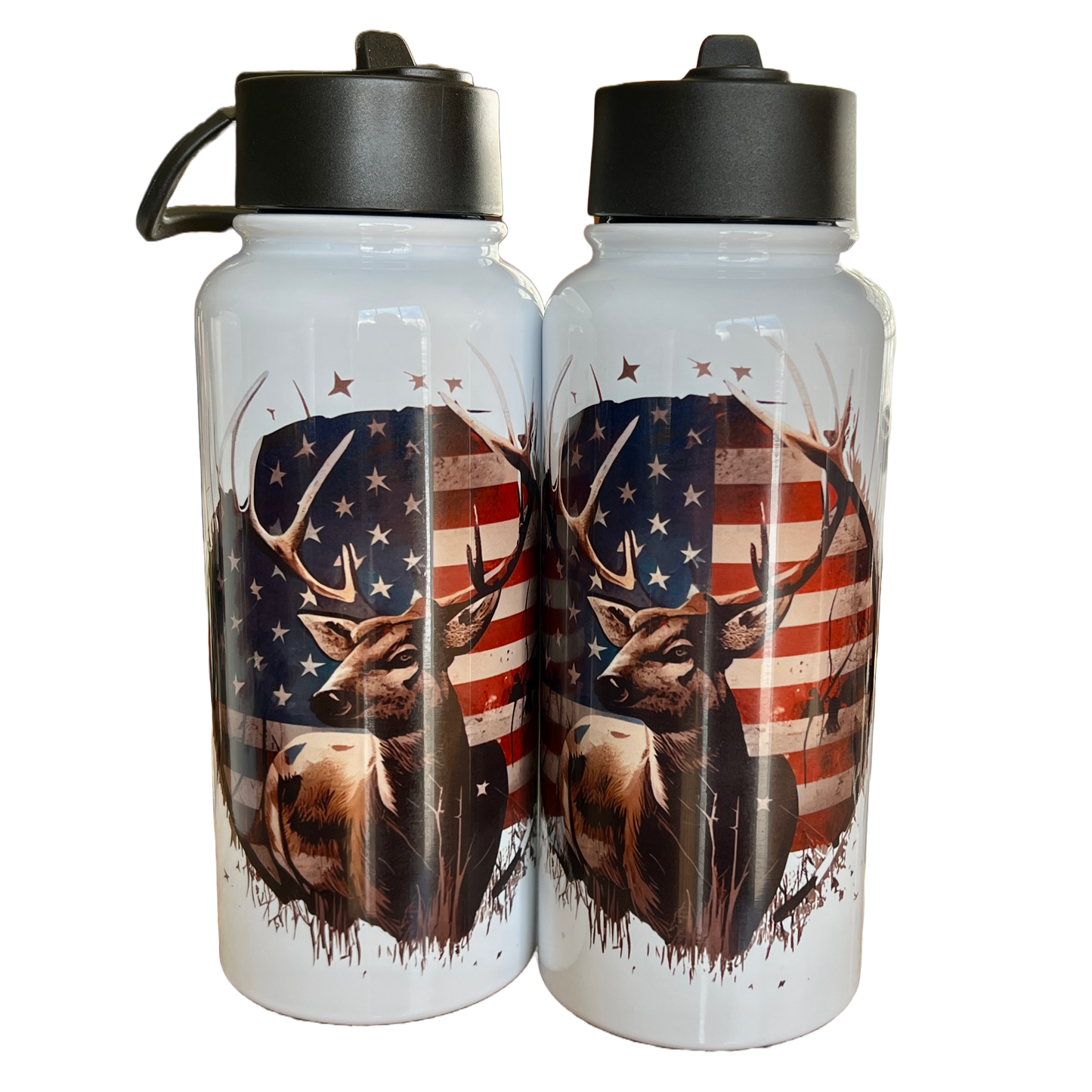 Hydration Bottle 32 oz - Deer and Flag