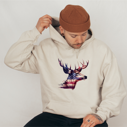 Sweatshirt- American Flag & Deer head