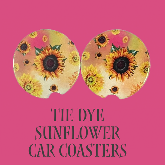 Ceramic car coaster set Tie Dye Sunflower